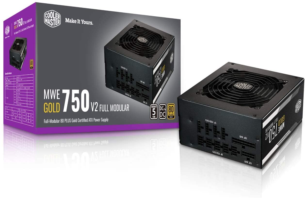 1-MPE-7501-AFAAG-WO Fuente de Poder Coolermaster MWE Gold 750 - V2, 750W, Full Modular, Certificada 80+ Plus Gold - - en Elite Center