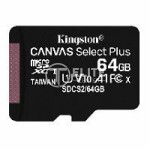 Tarjeta de Memoria Flash Kingston Technology Canvas Select Tarjeta micSDHC Plus 100R A1 C10 de 64 GB + ADP