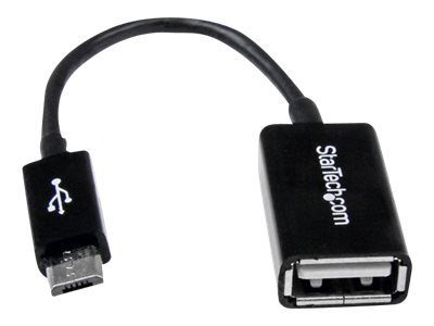StarTech.com Cable Adaptador de 12cm Micro USB Macho a USB A Hembra OTG para Tablets Smartphones - Negro