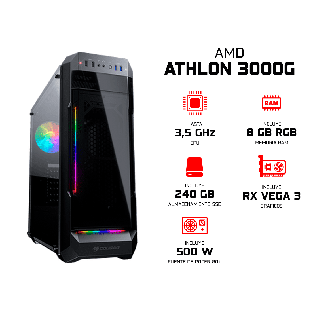 ELITE PC GAMER - Athlon 3000G, 8GB RAM RGB v3 - Serie ORO