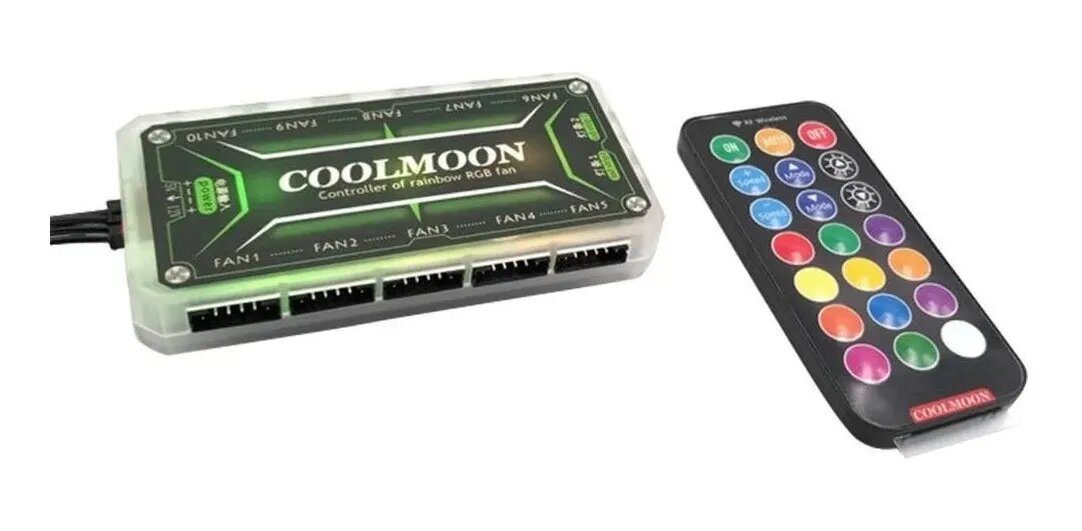 Controlador Rgb Coolmoon Ventiladores 6 Pines Pc Pila Cr2025