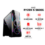 ELITE PC GAMER - Ryzen 5 5600G, 16GB RGB RAM v1- Serie Platino