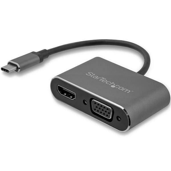 Cable y Adaptador StarTech.com Adaptador USB-C a VGA y HDMI - 2en1 - 4K 30Hz - Gris Espacial - Adaptador Gráfico Externo USB Tipo C