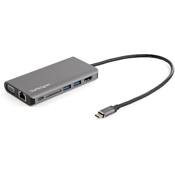 Accesorio para Portátil StarTech.com Adaptador Multipuertos USB-C - Mini Docking Station para Viajes con HDMI de 4K o VGA de 1080p - con Hub Ladrón USB 3.0 - PD de 100W - SD - Ethernet - Audio y Micrófono - Replicador de Puertos Portátil