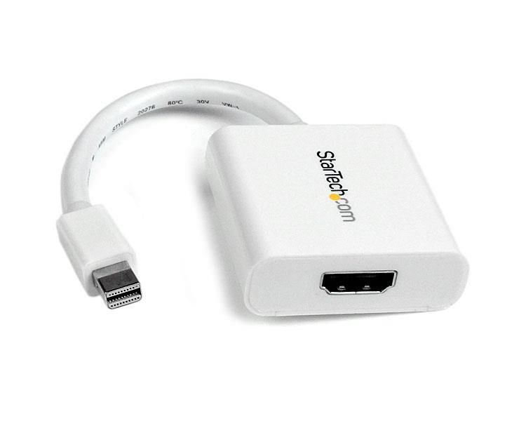 Cable para Audio y Video StarTech.com Adaptador Conversor de Vídeo Mini DisplayPort DP a HDMI - 1920x1200 - Pasivo - Blanco