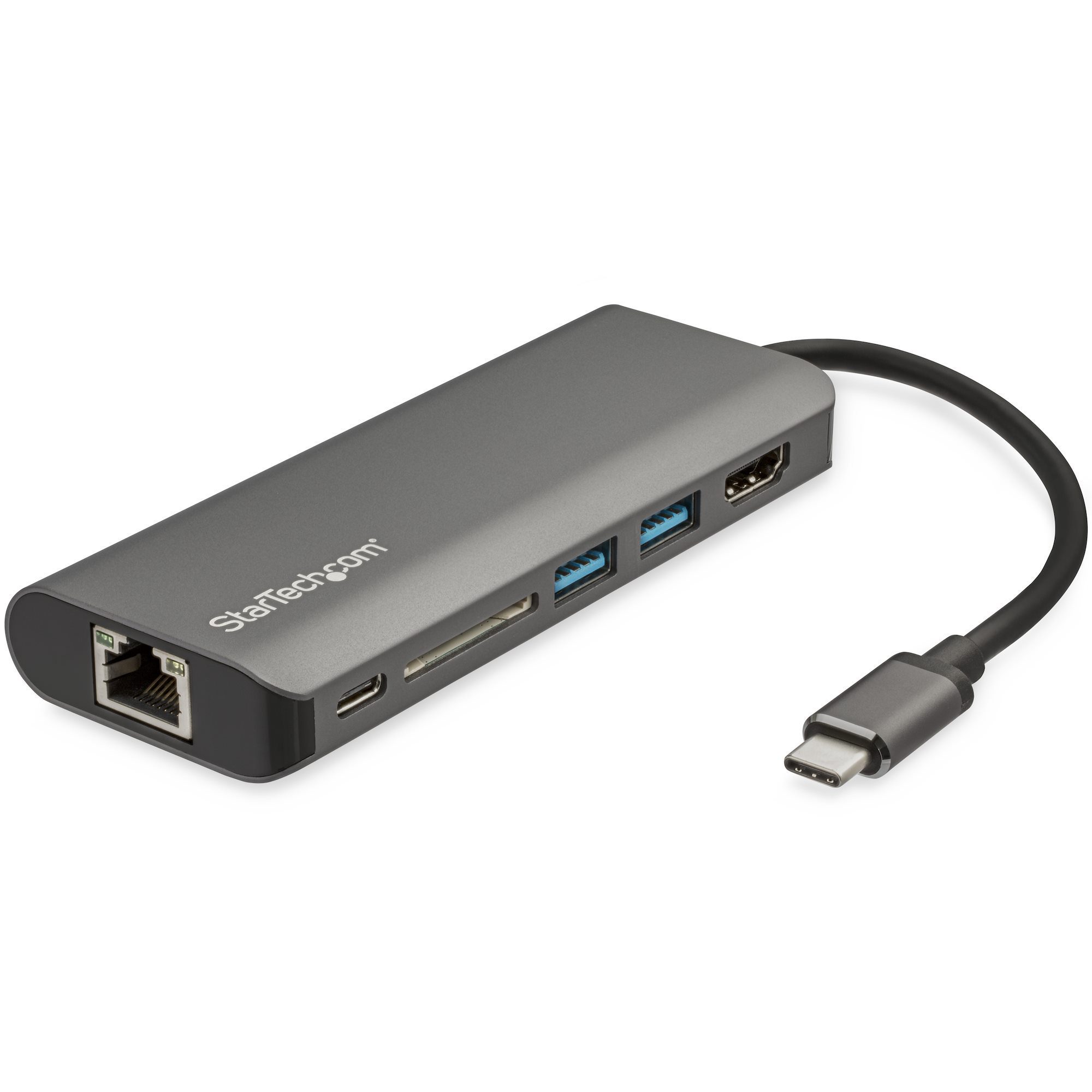 Accesorio para Portátil StarTech.com Adaptador Multipuertos USB-C - Docking Station Portátil USB Tipo C a HDMI de 4K - Hub Ladrón USB 3.0 de 2 Puertos - Lector de Tarjetas SD/SDHC - GbE - PD 3.0 de 60W Pass-Through - Mini Dock de Viajes USBC - Thunderbolt 3/USB-C