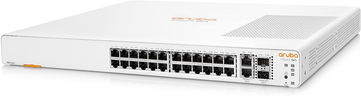 61XU7bC-i8L._AC_SL1500_-1.jpg HPE Networking Instant On 1960 24G 20p Class4 4p Class6 PoE 2XGT 2SFP+ 370W Switch - Conmutador - L3 Lite - Gestionado - 24 x 10/100/1000 + 2 x 10 Gigabit SFP+ + 2 x 100/1000/10GBase-T - montaje en rack - PoE (370 W) - BTO - - en Elite Center