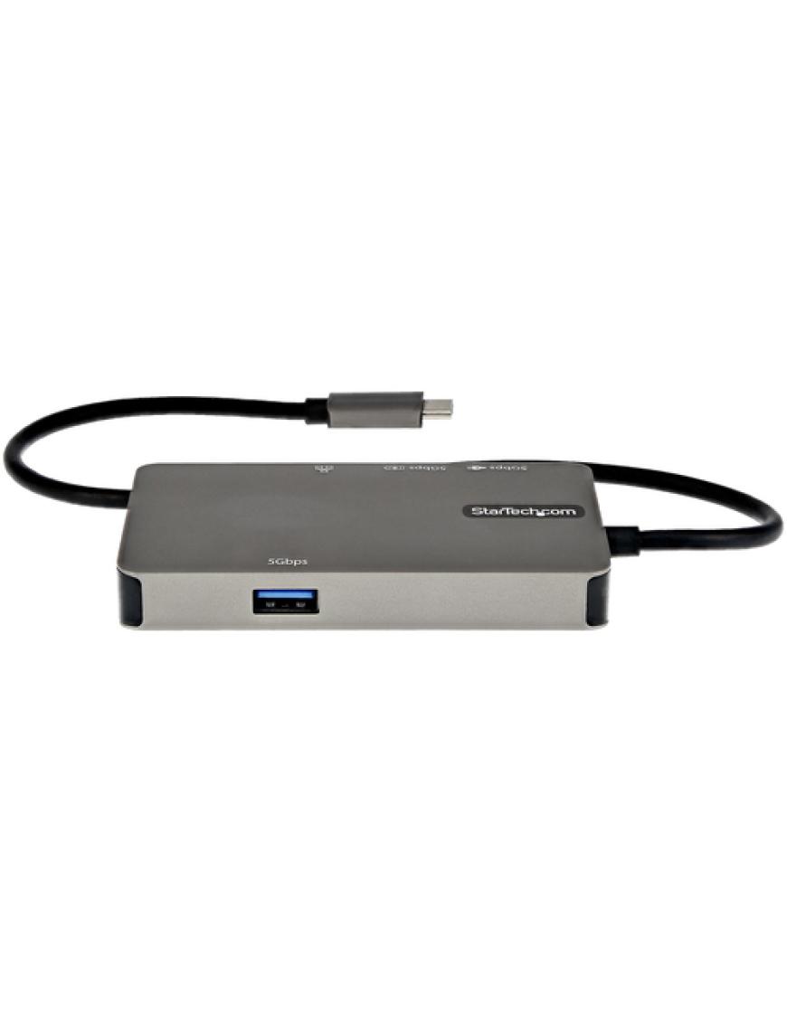 Accesorio para Portátil StarTech.com Adaptador Multipuertos USB-C - Docking Station USB Tipo C a HDMI 4K30 o VGA 1080p - Replicador de Puertos USBC PD de 100W - Hub USB de 3 Puertos - Red - con Cable Incorporado de 30cm