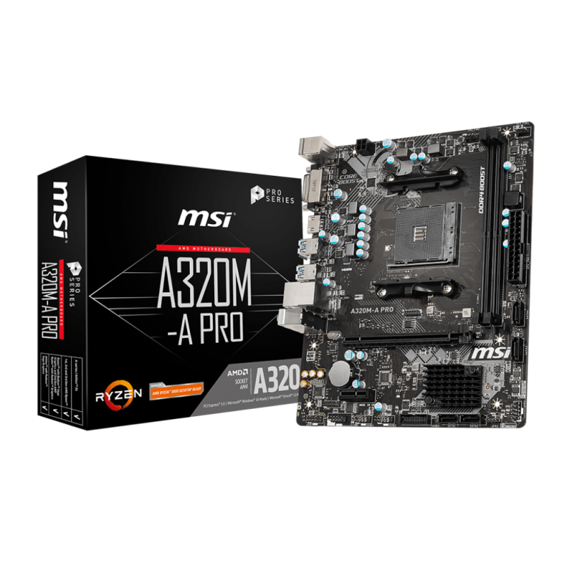 msi-a320m-a-pro-am4-amd-a320-sata-6gbs-usb-30-micro-atx-amd-motherboard.png Tarjeta Madre MSI A320M-A PRO placa base AMD A320 Zócalo AM4 micro ATX - - en Elite Center