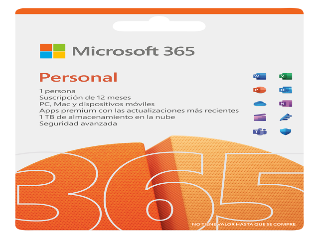 066RZT1Y8FV6PY6VY8JBSZ7Z34.png Microsoft 365 Personal - Caja de embalaje (1 año) - 1 persona - Win, Mac, Android, iOS - - en Elite Center