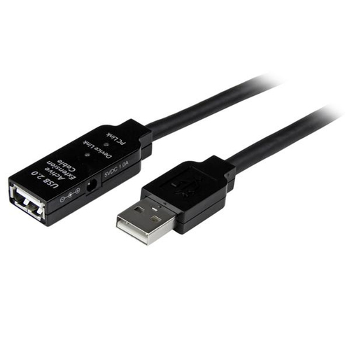 StarTech.com Cable 10m Extensión Alargador USB 2.0 Activo Amplificado - Macho a Hembra USB A - Negro