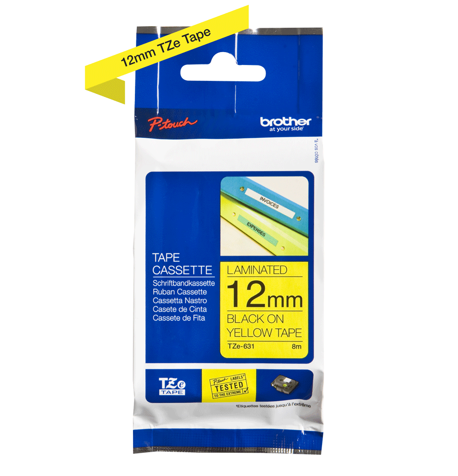 Brother TZE-631 cinta para impresora de etiquetas Negro sobre amarillo