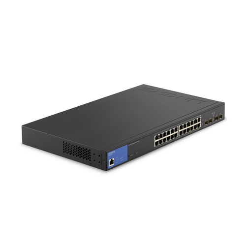 Linksys Switch de red Gigabit administrado de 24 puertos con 4 ranuras SFP de enlace de subida de 1 Gb, PoE/PoE+ Linksys Switch de red Gigabit administrado de 24 puertos con 4 ranuras SFP de enlace de subida de 1 Gb, PoE/PoE+ - - en Elite Center