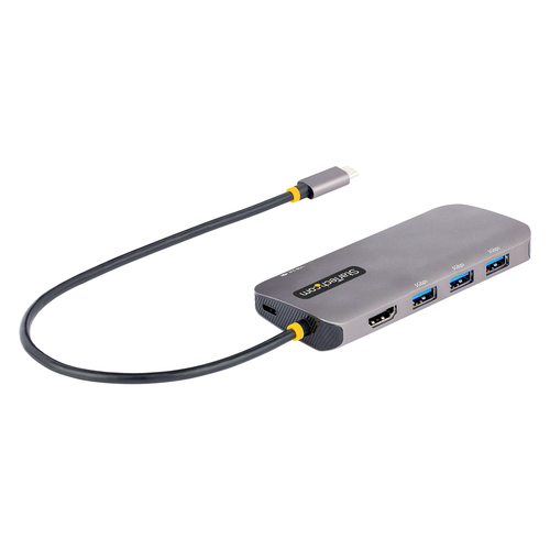Accesorio para Portátil StarTech.com Adaptador Multipuertos USB C, de Vídeo HDMI de 4K y 60Hz, Hub USB-A 3.2 de 3 Puertos de 5Gbps, Entrega de Alimentación PD de 100W, GbE, Docking Station de Viajes