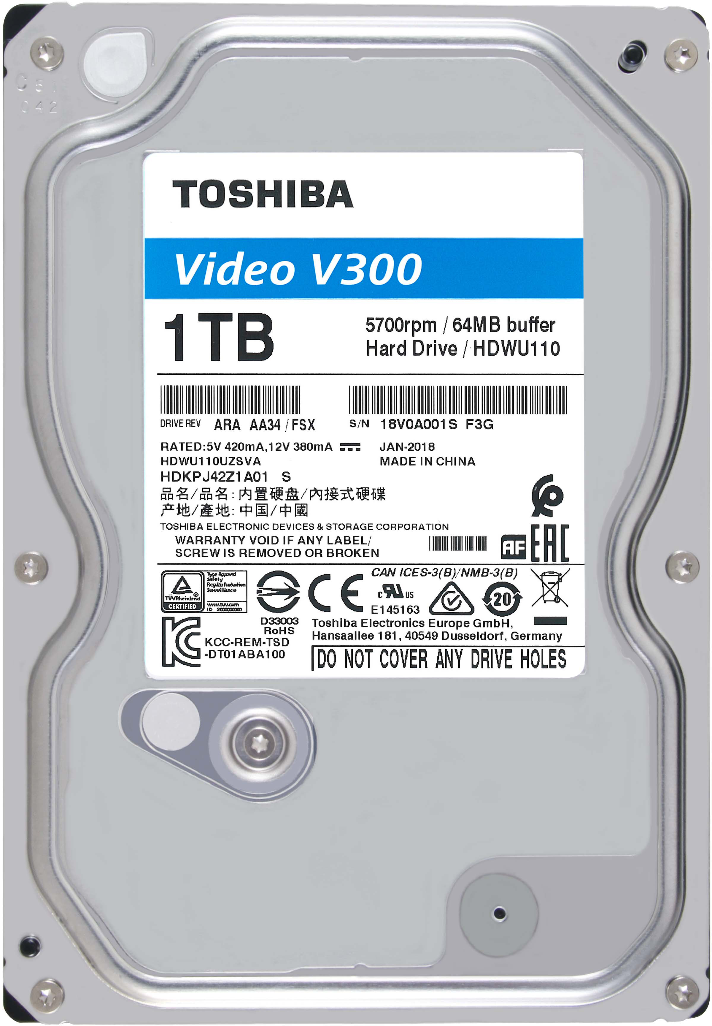 842383_picture_1543790299-1.png Toshiba V300 Video Streaming - Disco duro - 1 TB - interno - 3.5" - SATA 6Gb/s - 5700 rpm - búfer: 64 MB - Imagen 1