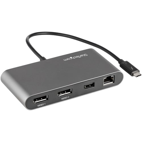 Accesorio para Portátil StarTech.com Mini Dock Thunderbolt 3 - Docking Station Portátil para 2 Monitores con DP 4K 60Hz, 1x Hub USB-A (USB 3.0/5 Gbps), GbE - Cable de 28cm - Adaptador Multipuertos TB3 - Mac/Windows