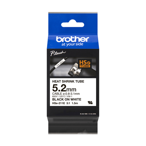 Brother HSE-211E cinta para impresora de etiquetas Negro sobre blanco
