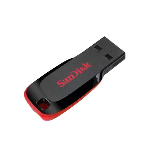 SanDisk Cruzer Blade – Unidad flash USB – 32 GB – USB 2.0 – rojo, negro elegante Pendrive Sandisk USB 2.0 Cruzer Blade, 32GB, Negro - Imagen 1