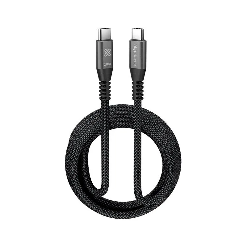 Klip Xtreme – USB cable – 24 pin USB-C – 3 m – Black – 240W Braided Fast Charging Cable USB-C Klip Xtreme KAC-750 3m negro – carga rápida 240W PD 3.1 trenzado y resistente - Imagen 1