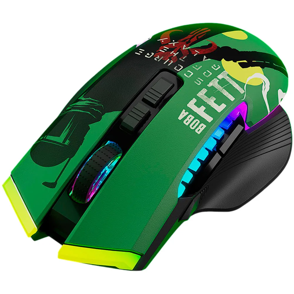 Primus Gaming – PMO-S205BF – Mouse – 2.4 GHz / Bluetooth / USB 2.0 – Wired / Wireless Mouse inalámbrico Primus Gladius TM11 PMO-S205BF, trimodo, 12K DPI, RGB, Boba Fett - Imagen 1