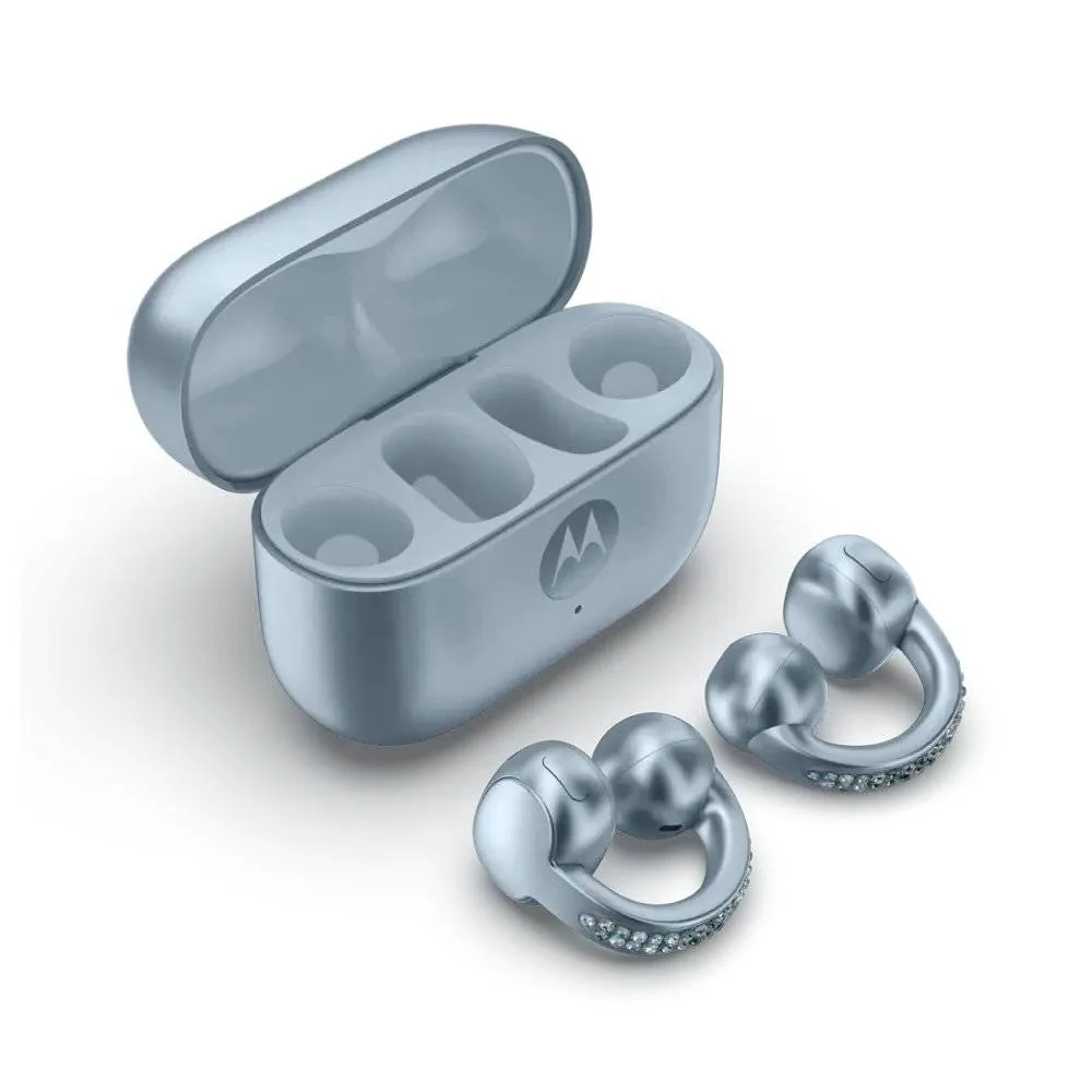 Motorola – Earphone – Wireless – Moto Buds Loop Ice Melt Swaro Audífonos Motorola Moto Buds Loop Ice Melt Swarovski Inalámbricos Premium con Moto AI - Imagen 1