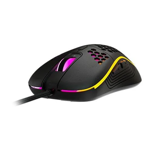 Xtech – XTM-620 – Mouse – USB – Wired – Black – Gaming 7 button Honeycomb Mouse Gamer Xtech Lightbuzz XTM-620, Óptico, Luces LED, Hasta 7200 dpi - Imagen 1