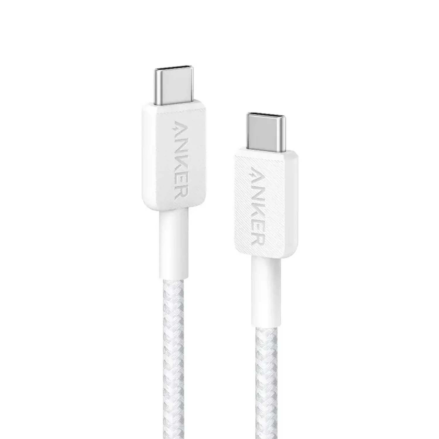 Anker – Charge/Sync cable – 322 USB-C to USB-C Cable 3ft Cable trenzado Anker 322 PowerLine USB-C a USB-C, 0.9 m, 60W, Color Blanco - Imagen 1