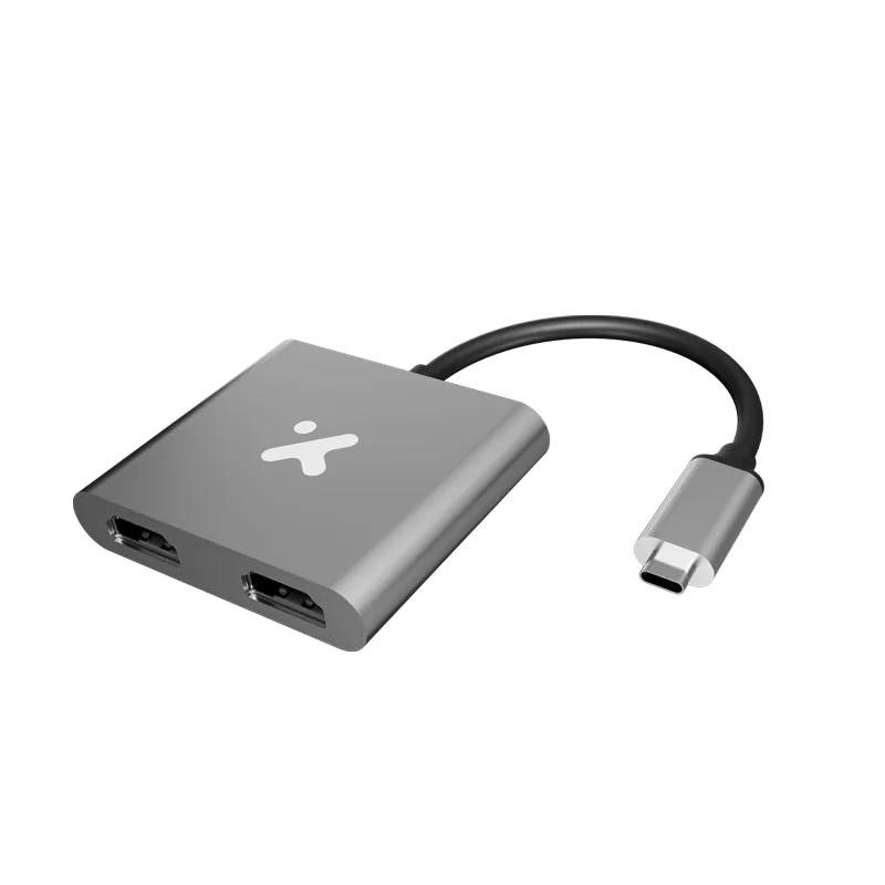 Adaptador de Video Xtech  XTC-548, USB-C a Dual HDMI, 4k 30Hz, Metal Silver