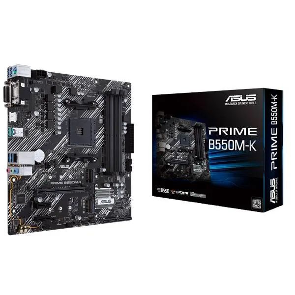 Placa Madre ASUS PRIME B550M-K, Socket AM4 AMD Ryzen, DDR4 4600(O.C), SATA 6Gb/s Micro-ATX