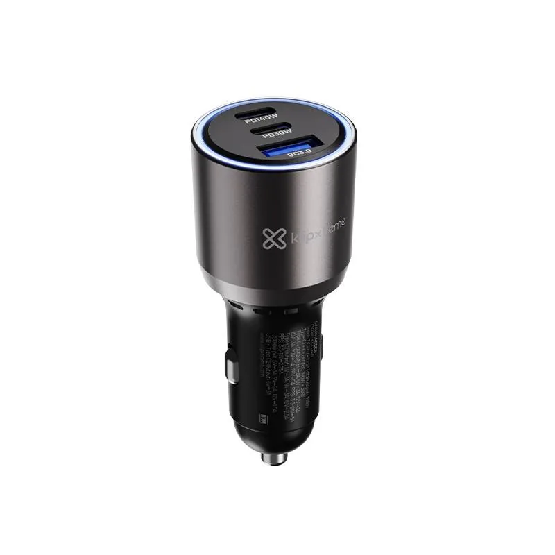 Klip Xtreme KCC-140 – Car power adapter – 140 Watt – 2 x 24 pin USB-C / 9 pin USB Type A – Cellular phone / Tablet – Car – Para Smartphones, tablets, small devices Klip Xtreme KCC-140 - Car power adapter - 140 Watt - 2 x 24 pin USB-C / 9 pin USB Type A - Cellular phone / Tablet - Car - Para Smartphones, tablets, small devices - Imagen 1