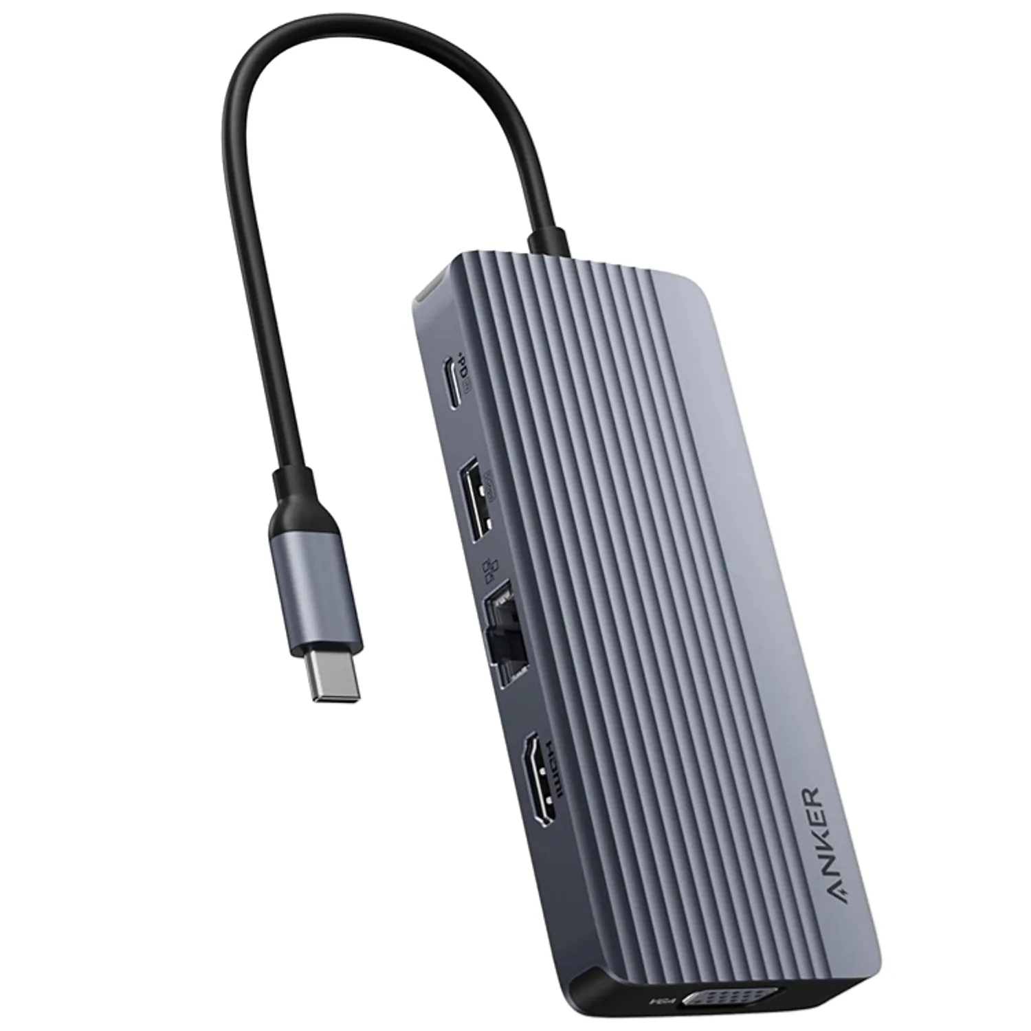 Anker – USB-C Hub (10-in-1 Dual displa Hub Anker 10 en 1 USB-C A83C2HA1, HDMI 4K, VGA, RJ45, PD 100W, USB, SD - Imagen 1