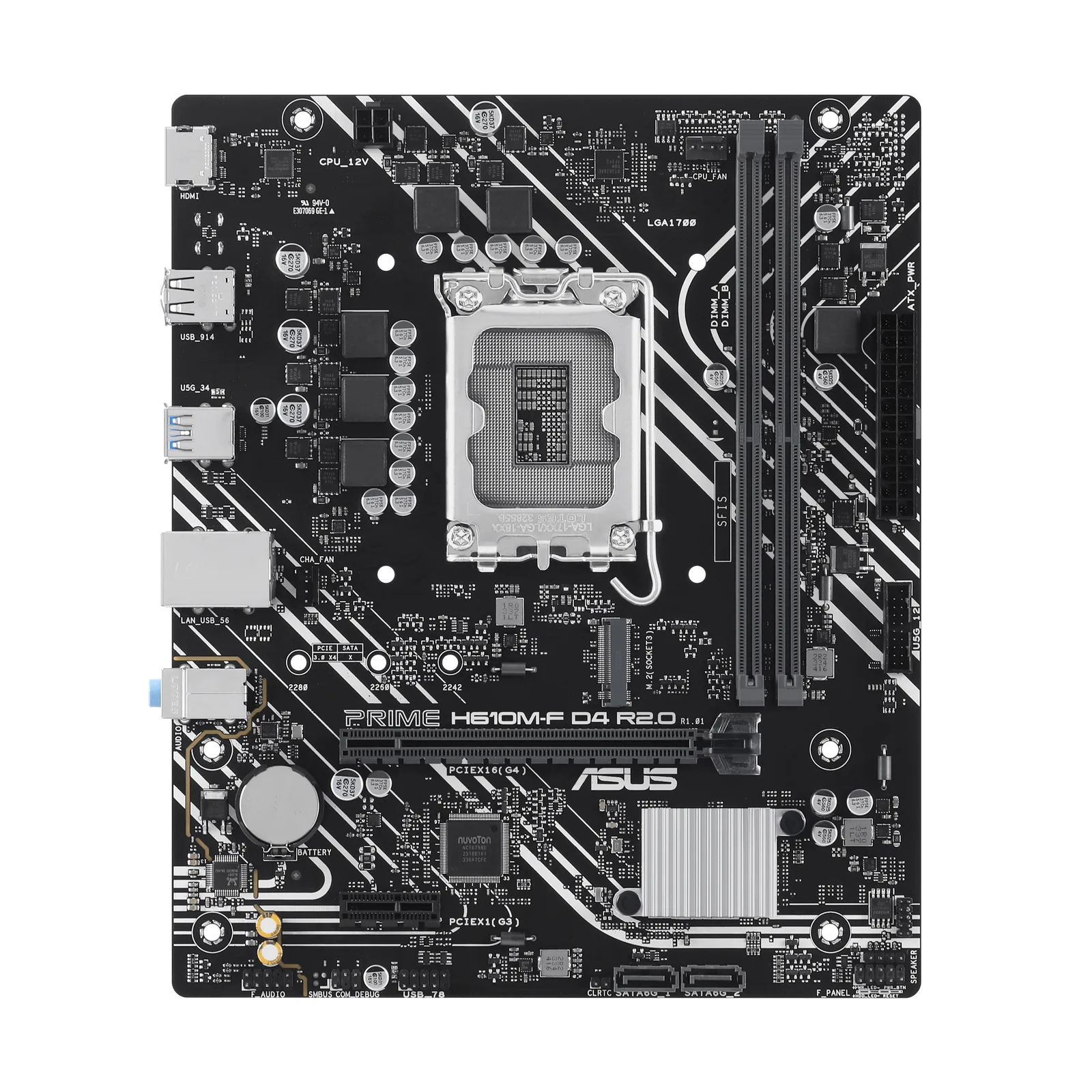 ASUS – Motherboard – PRIME H610M-F D4 R2.0 Placa Madre ASUS PRIME H610M-F D4 R2.0, Socket LGA 1700, 2x DDR4, 1x M.2, GbE - Imagen 1