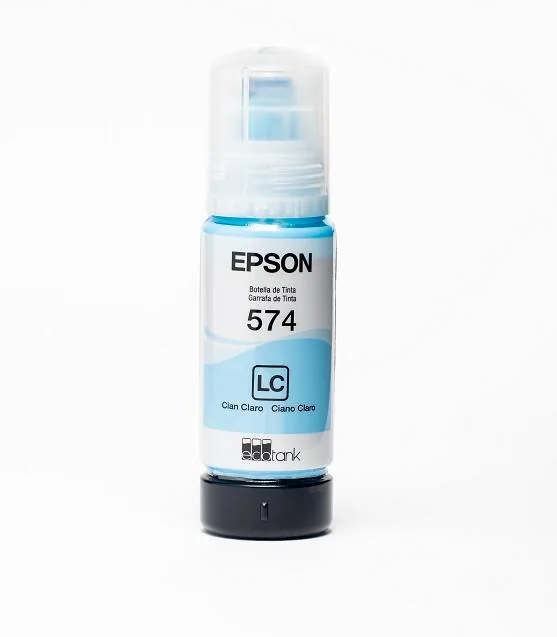 Botella de Tinta Epson T574 Cyan Light, EcoTank L8050/L18050, 7.300 Pág 70ml