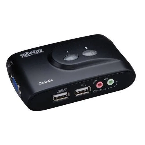 Tripp Lite 2-Port Desktop Compact USB KVM Switch with Audio AND Cable Kit - Conmutador KVM - USB