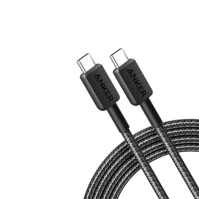 Anker – Charge/Sync cable – 322 USB-C to USB-C Cable (3ft Cable trenzado Anker 322 USB-C a USB-C, 0.9m 60W, Color Negro - Imagen 1