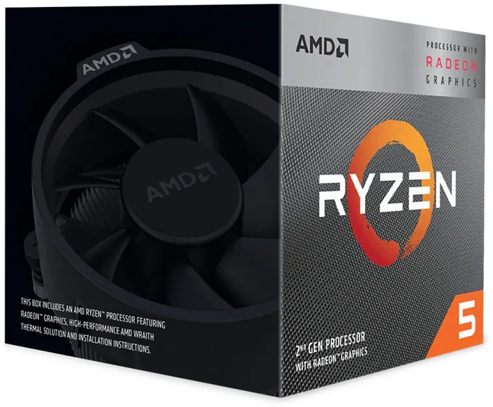 AMD – Ryzen 5 3400G – 4 Core 4.2GHz w/Radeon Graphic Procesador AMD Ryzen 5 3400G – Socket AM4, 4 Núcleos / 8 Hilos, 4.2GHz, Gráficos Vega 11 - Imagen 1