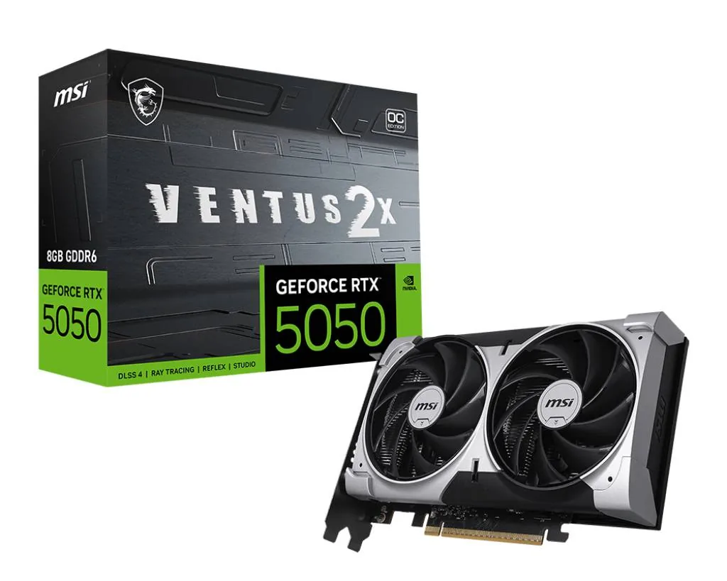 Tarjeta de Video MSI NVIDIA GeForce RTX 5050 8G VENTUS 2X OC, 8GB GDDR6, Dual Fan, PCIe 5.0
