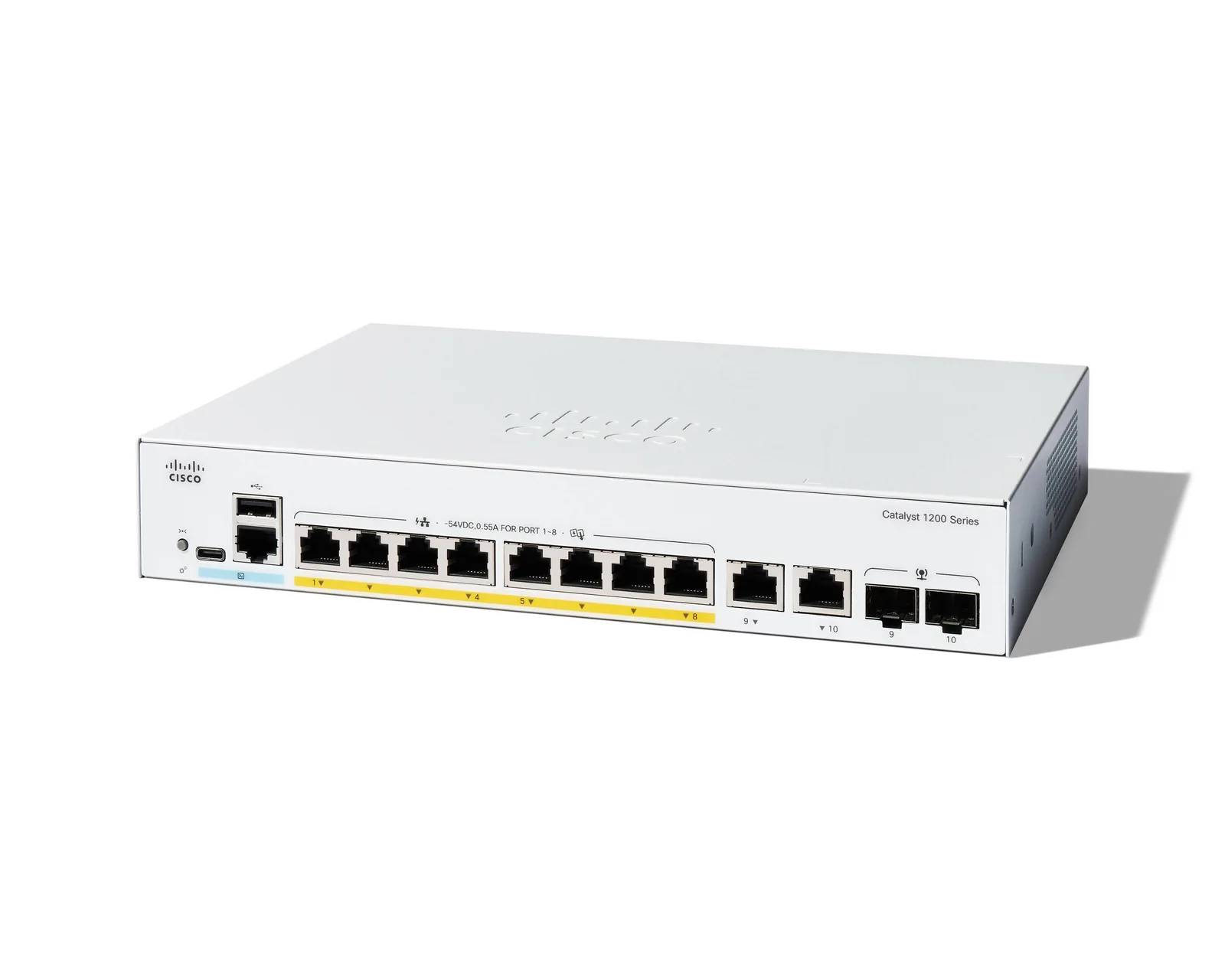 Cisco – Switch – 8 – Catalyst 1200 GE PoE Ext PS 2x Switch Cisco Catalyst 1200 Series C1200-8P-E-2G - 8xGigabit Ethernet PoE+, 2xCombo 1G RJ45/SFP - Imagen 1