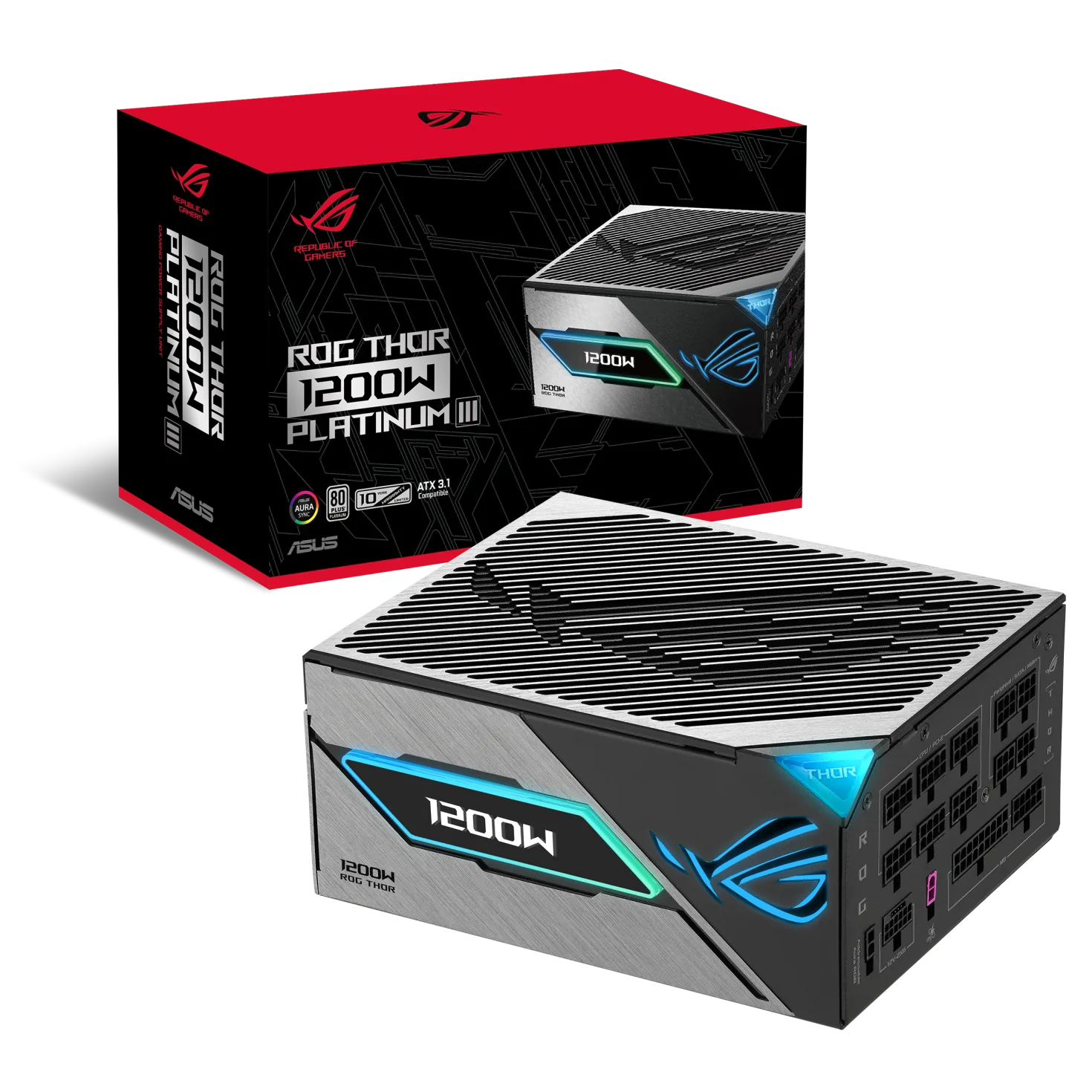 Fuente de Poder ASUS ROG Thor 1200W Platinum III, Pantalla OLED, Full Modular, ATX 3.1, Aura Sync