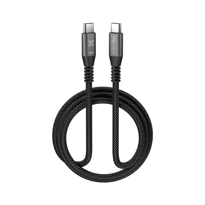 Klip Xtreme – USB cable – 24 pin USB-C – 3 m – Black – 60W Braided Fast charging Cable USB-C Klip Xtreme PowerGo 250, 3 metros,USB-C a USB-A, Trenzado, Carga Rapida 60W, Negro - Imagen 1