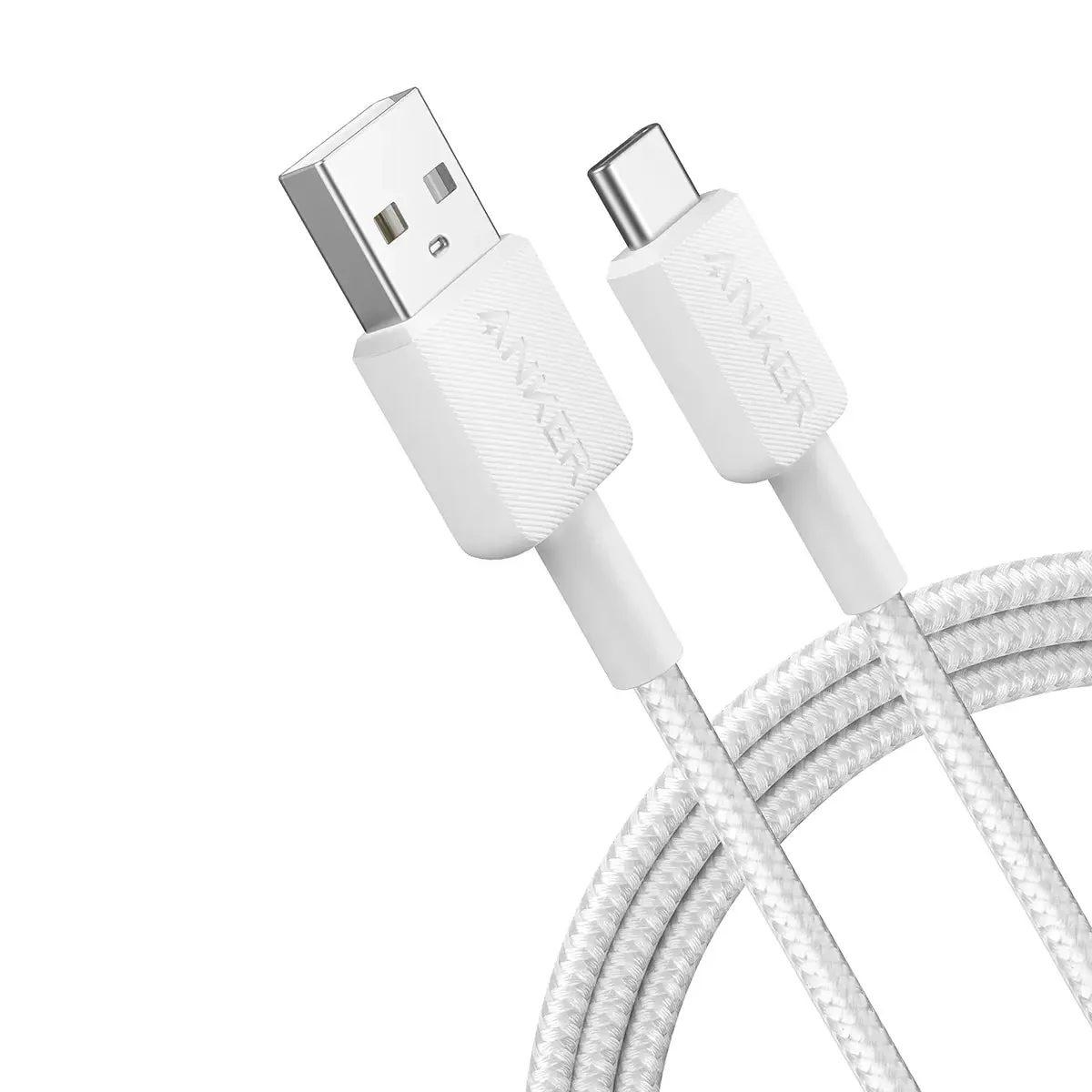 Anker – Charge/Sync cable – 322 USB-A to USB-C Cable 6ft Cable trenzado Anker 322 PowerLine USB-A a USB-C, 1.8 m, 60W, Color Blanco - Imagen 1