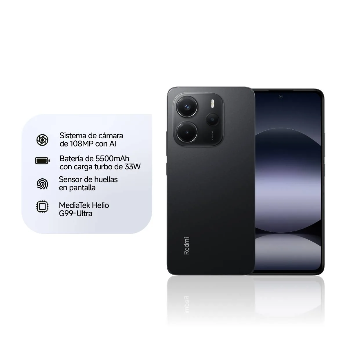 Xiaomi Redmi Note 14 – Smartphone – Android – Midnight black Smartphone Xiaomi Redmi Note 14, 6.67" OLED, RAM 8GB, Almacenamiento 256GB, Midnight Black - Imagen 1