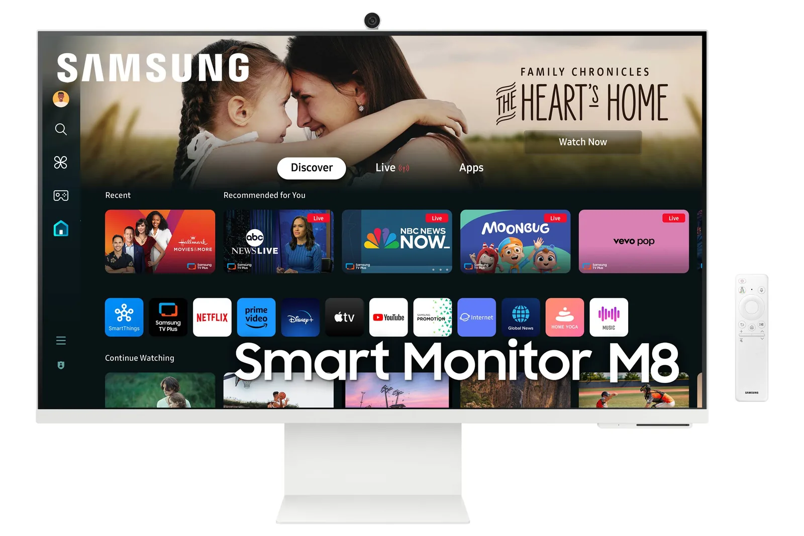 Samsung – 32″ – 3840 x 2160 – HDMI / USB / USB-C Monitor Smart Plano Samsung 32" M8 M80C Color, Smart TV 4K, 4ms(GTG), Aplicaciones de Smart TV - Imagen 1