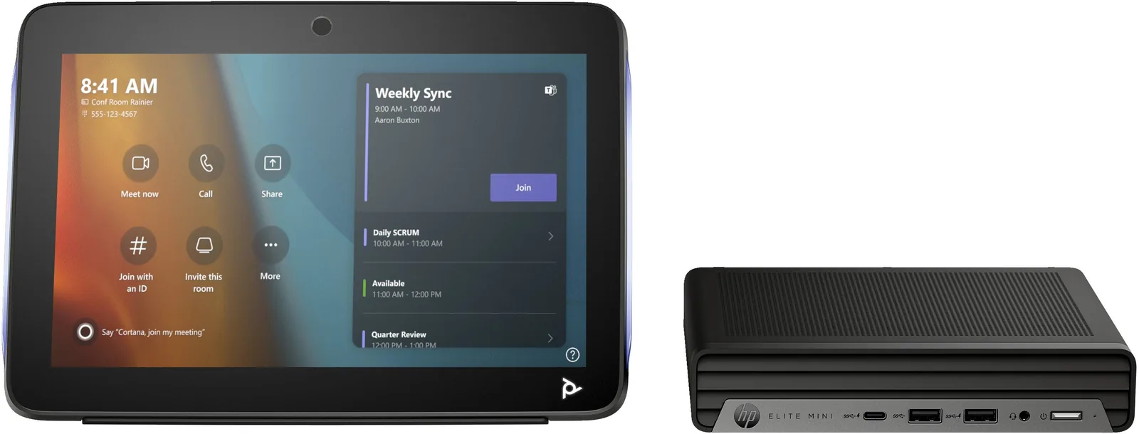 POLY – Studio Base Kit G9 Plus – for Microsoft Teams HP Mini IP Kit Videoconferencia Microsoft Teams con PC HP Mini IP, Poly Studio Base Kit G9 Plus, Táctil TC10 - Imagen 1