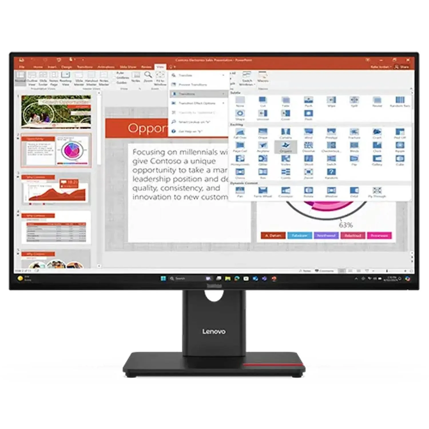 Lenovo ThinkVision T27-40 – LCD monitor – 27″ – 1980 x 1080 – IPS – HDMI / USB-C – Black Monitor Profesional Lenovo ThinkVision T27-40, 27" FHD 100Hz, IPS, Altura Ajustable, Pivoteable - Imagen 1