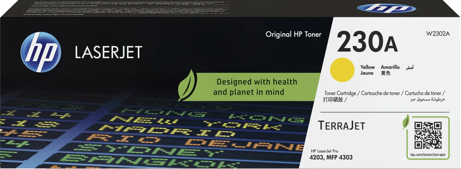 HP 230A – Amarillo – original – LaserJet – cartucho de tóner (W2302A) – para Color LaserJet Pro MFP 4301, MFP 4303 HP 230A - Amarillo - original - LaserJet - cartucho de tóner (W2302A) - para Color LaserJet Pro MFP 4301, MFP 4303 - Imagen 1
