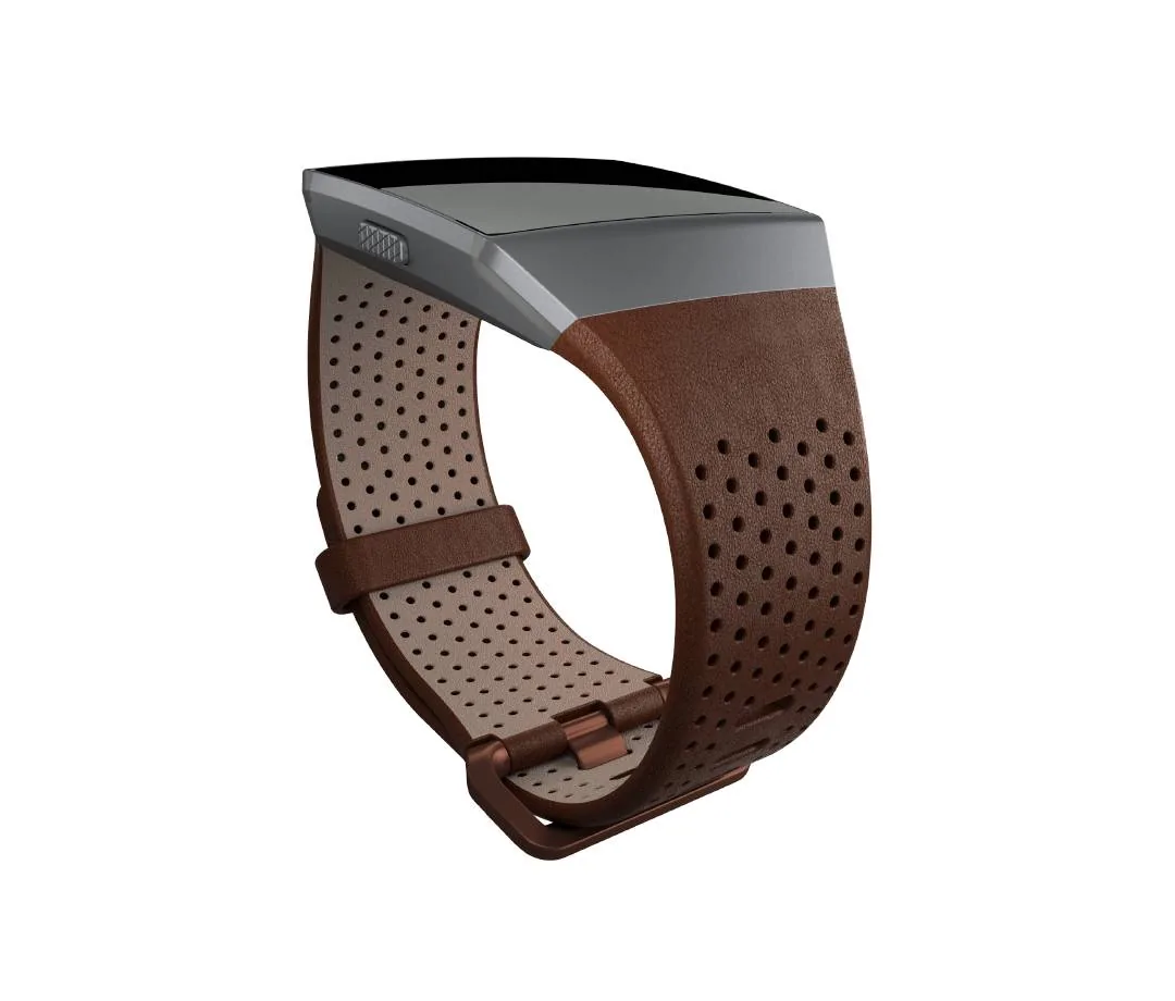 Fitbit – Band Ionic Leather S Pulsera de Cuero Fitbit Perforated Leather Band for Ionic Watch (Small, Cognac) - Imagen 1