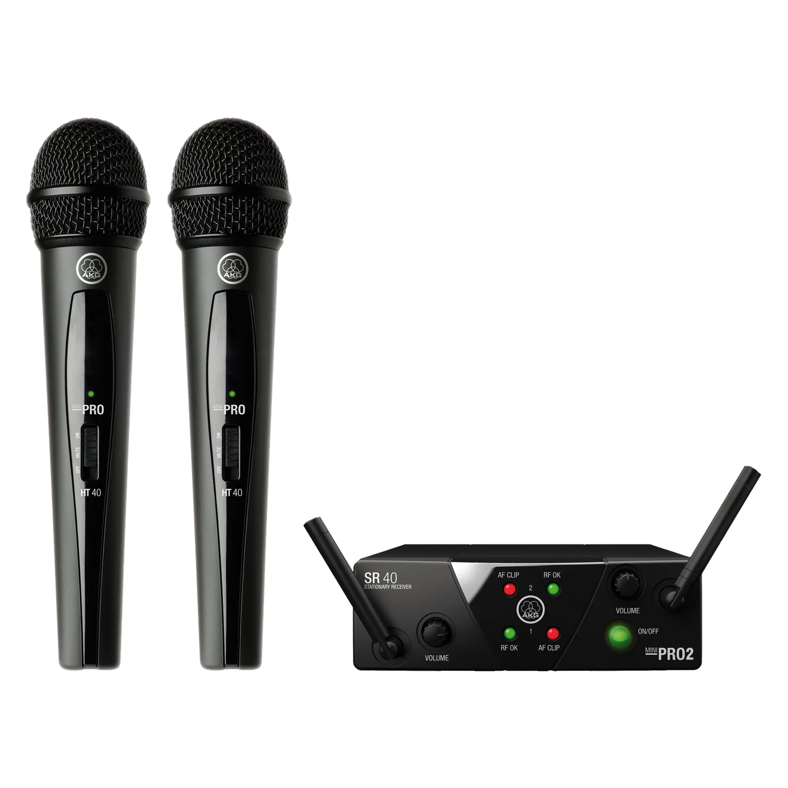 AKG – WMS40 Mini Dual Vocal Set BD US45A/C AKG WMS40 Mini Dual Vocal Set Inalámbrico para Músicos y Presentadores - Imagen 1
