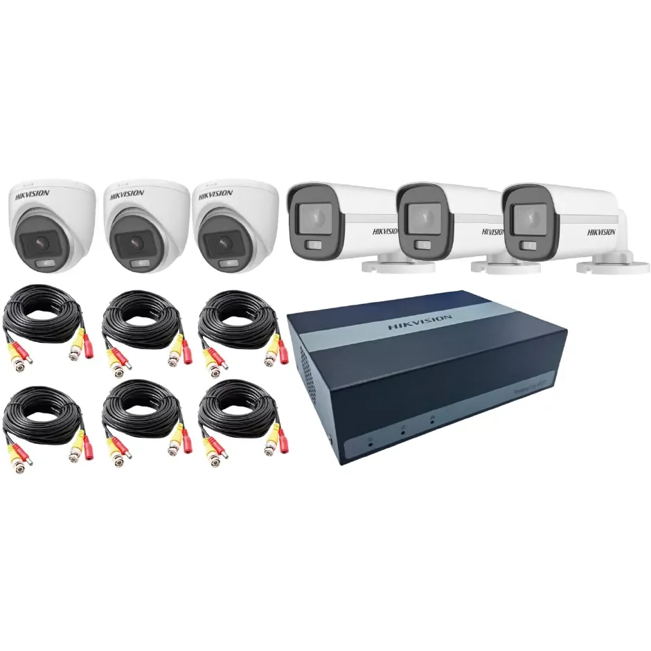 Kit de Videovigilancia Hikvision, EDVR 8 Canales + 6 Cámaras (3x Bullet + 3x Domos) + SSD 480GB
