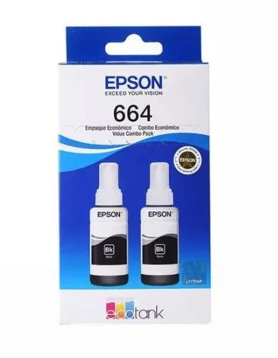 Epson – T664120-2 – Ink tank – Black – L120 L1300 L121 Pack 2x Botellas de Tinta Epson T664 Negro para L110 L120 L220 L350 70ml 4000Pág - Imagen 1